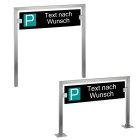 HISKA |  Parkplatzschild Edelstahl und ESG-Glas | Weiß|Schwarz | Text nach Wunsch