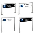 Parkplatzschild Edelstahl und ESG-Glas | Weiß|Schwarz | Text nach Wunsch