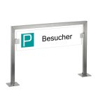 HISKA |  Parkplatzschild Edelstahl und ESG-Weißglas | Standardtext | Besucher, Kunden etc... Besucher|Aufschrauben
