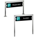 Parkplatzschild Edelstahl und Sicherheitsglas | Schwarz | Standardtext z.B: Geschäftsleitung  Mitarbeiter