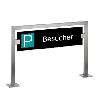 Parkplatzschild Edelstahl und Sicherheitsglas | Schwarz | Besucher | Aufschrauben
