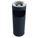 Stand ashtray with anthracite coloured waste bin with stainless steel ashtray top