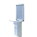 Mobile Hygienestation HS-300 mit Schild | Sockel pulverbeschichtet |  für z.B Desinfektionsmittel oder Handpflegeprodukte | 500ml Behälter