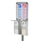 HISKA |  Mobile doppel Hygienestation HS-400 mit Schild für z.B Desinfektionsmittel und Handpflegeprodukte | 2x 500ml Behälter