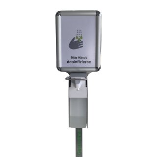 Hygienestation HS-600 mit Schild für Desinfektionsmittel | 500ml Behälter | Sockel Edelstahl Abdeckung