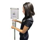 HISKA |  Hygienestation HS-600 mit Schild für Desinfektionsmittel | 500ml Behälter | Sockel Edelstahl Abdeckung