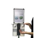 Mobile doppel Hygienestation HS-400 mit Schild für z.B Desinfektionsmittel und Handpflegeprodukte | 2x 500ml Behälter | Sockel Anthrazit