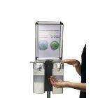 Mobile doppel Hygienestation HS-400 mit Schild für z.B Desinfektionsmittel und Handpflegeprodukte | 2x 500ml Behälter | Sockel Anthrazit