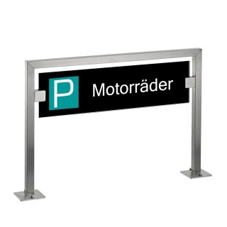 Parkplatzschild Edelstahl und Sicherheitsglas | Schwarz | Motorräder | Aufschrauben