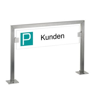 HISKA |  Parkplatzschild Edelstahl und ESG-Weißglas | Standardtext | Besucher, Kunden etc... Kunden|Aufschrauben