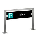 HISKA | Parkplatzschild Edelstahl und Sicherheitsglas | Schwarz | Standardtext z.B: Geschäftsleitung  Mitarbeiter Privat|Aufschrauben