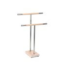 HISKA | Handtuchständer | Eiche geweisst | Edelstahl | 90cm/70cm hoch, 58cm breit