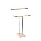 HISKA | Handtuchständer | Eiche geweisst | Edelstahl | 90cm/70cm hoch, 58cm breit