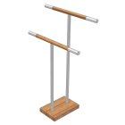 HISKA | Handtuchständer | Eiche geweisst | Edelstahl | 90cm/70cm hoch, 58cm breit