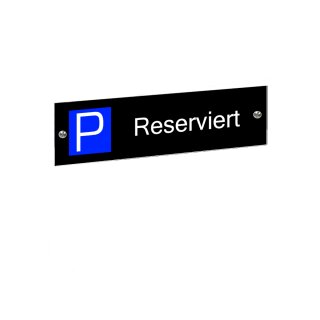 Parkplatz Wandschild | ESG Sicherheitsglas weiß oder schwarz | Wunschtext in schwarz oder weiß ESG Glas schwarz [P] blau Schrift weiß | Freitext 20 Zeichen