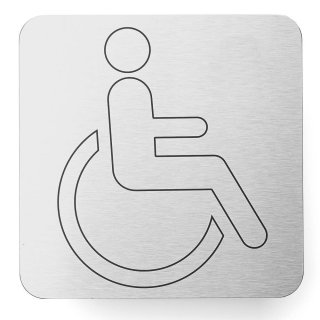 Hinweisschild | Edelstahl | mit Beschriftung WC Rollstuhlsymbol
