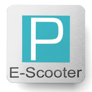 Hinweisschild | Edelstahl | mit Beschriftung Parkplatz E-Scooter