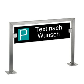 HISKA |  Parkplatzschild Edelstahl und ESG-Glas | Weiß|Schwarz | Text nach Wunsch Aufschrauben - Schild schwarz [P] Türkis
