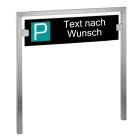 HISKA |  Parkplatzschild Edelstahl und ESG-Glas | Weiß|Schwarz | Text nach Wunsch Einbetonieren/Eingraben - Schild schwarz - [P] Türkis