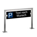 HISKA |  Parkplatzschild Edelstahl und ESG-Glas | Weiß|Schwarz | Text nach Wunsch Aufschrauben - Schild schwarz [P] Verkehrsblau