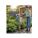 HISKA Wassersäule Wasserspender Wasserzapfsäule Edelstahl | Schlauchhalterung | Gartenwasserhahn | Wasserverteiler | Wasserstelle Garten (Bodenmontage)