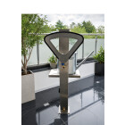 HISKA Wassersäule Wasserspender Wasserzapfsäule Edelstahl | Schlauchhalterung | Gartenwasserhahn | Wasserverteiler | Wasserstelle Garten (Bodenmontage)