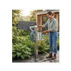HISKA Wassersäule Wasserspender Wasserzapfsäule Edelstahl | Schlauchhalterung | Gartenwasserhahn | Wasserverteiler mit Erdspieß | Wasserstelle Garten (Erdspieß)